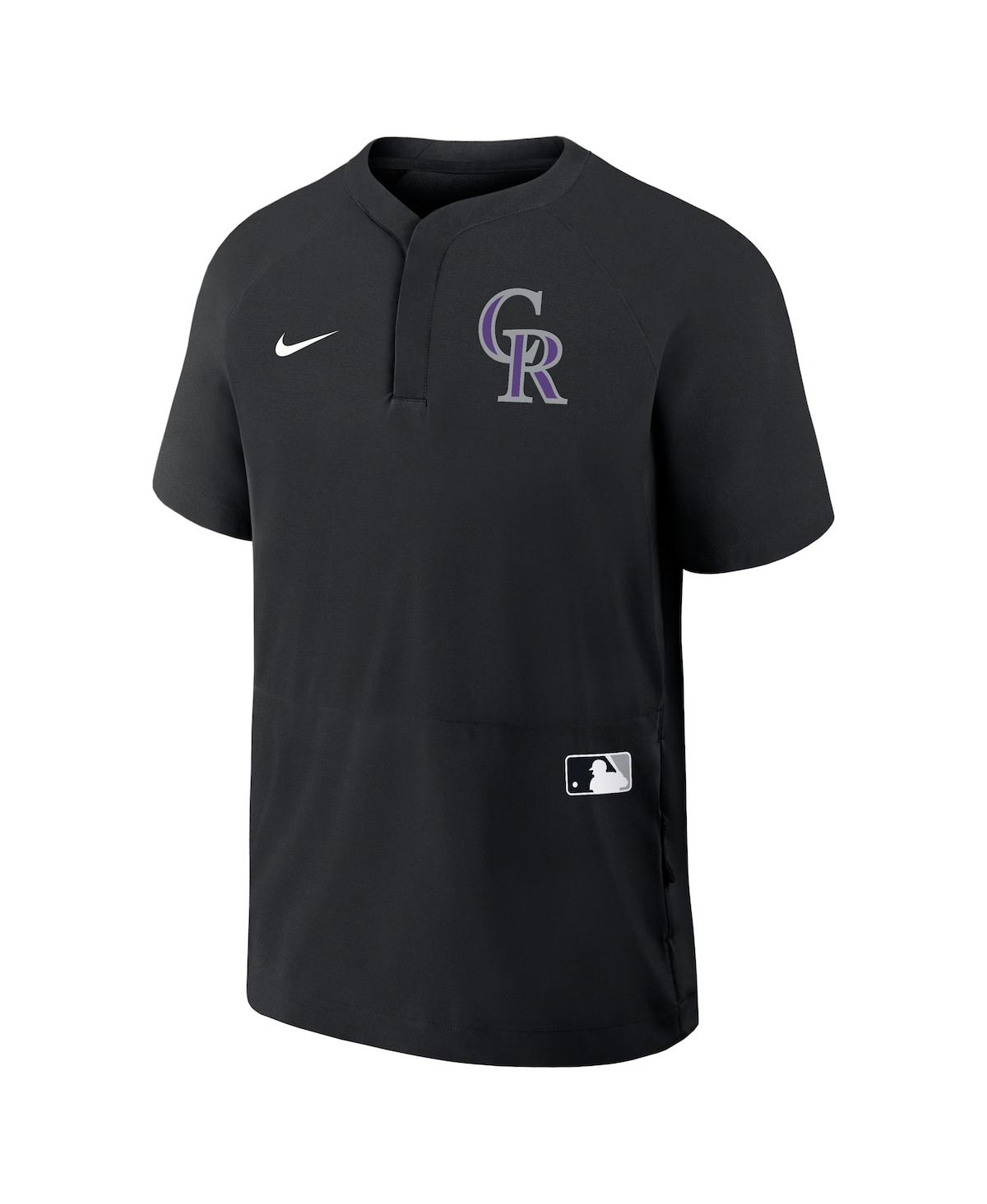 Nike Men's Black Colorado Rockies Authentic Collection Raglan Short Sleeve Windshirt In Black