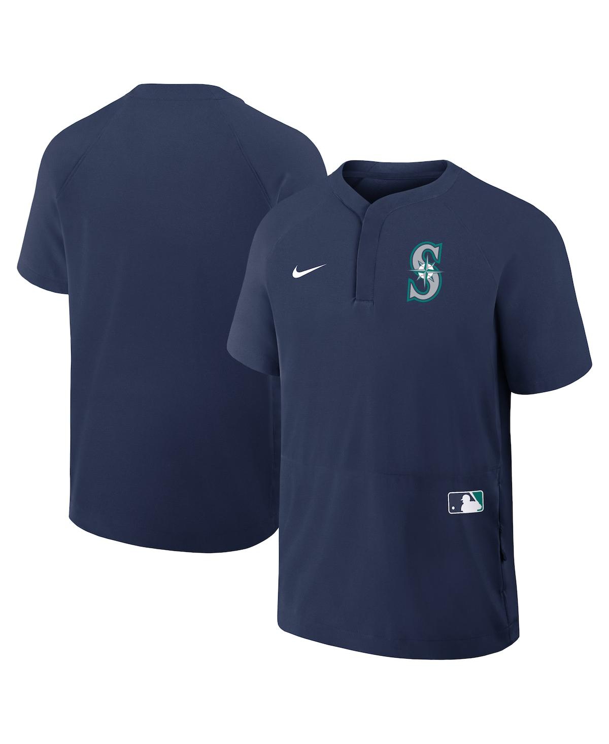 Nike Men's Navy Seattle Mariners Authentic Collection Raglan Short Sleeve Windshirt In Navy