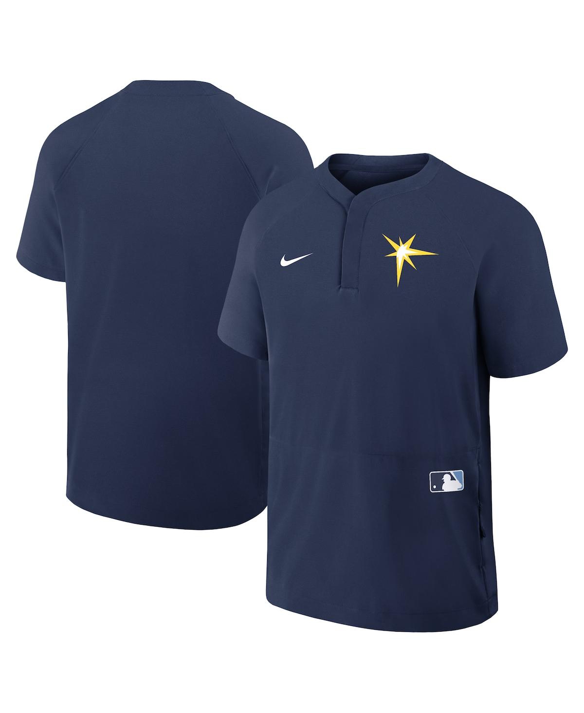 Nike Men's Navy Tampa Bay Rays Authentic Collection Raglan Short Sleeve Windshirt In Navy