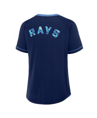 Women's Navy Tampa Bay Rays League Diva Star Raglan V-Neck T-Shirt