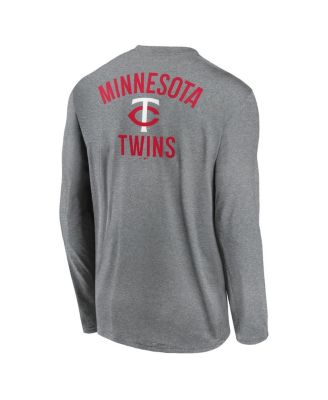 Men's Heather Charcoal Minnesota Twins 2-Hit Legend Performance Long Sleeve T-Shirt