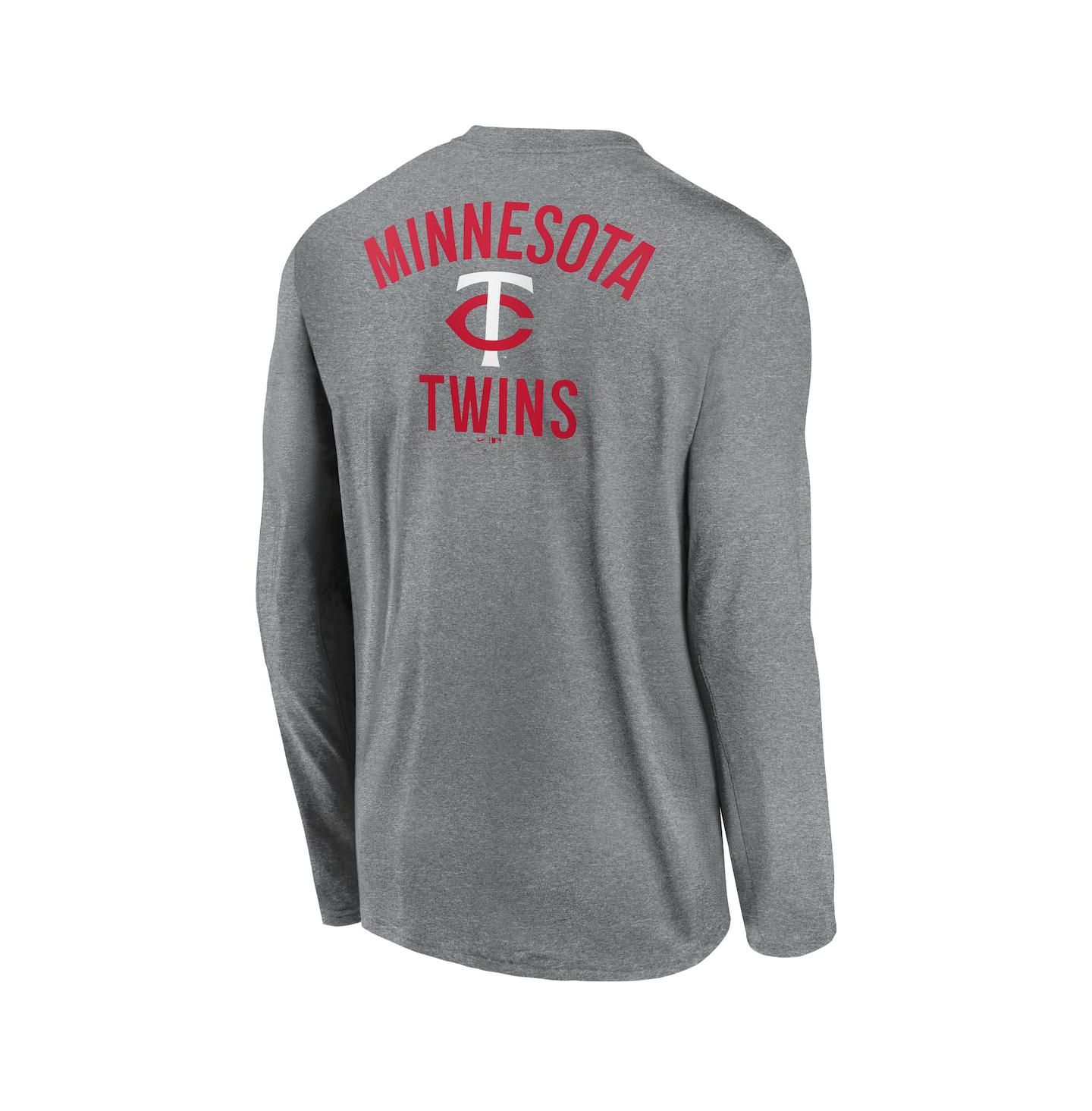 Мужская футболка Nike Heather Charcoal Minnesota Twins 2-Hit Legend Performance Long Sleeve — фото 3