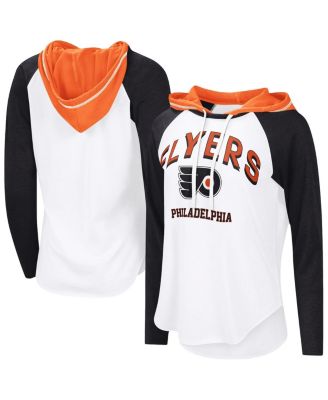 G-III 4Her by Carl Banks - Women's White Philadelphia Flyers VIP Raglan Long Sleeve Hoodie T-shirt