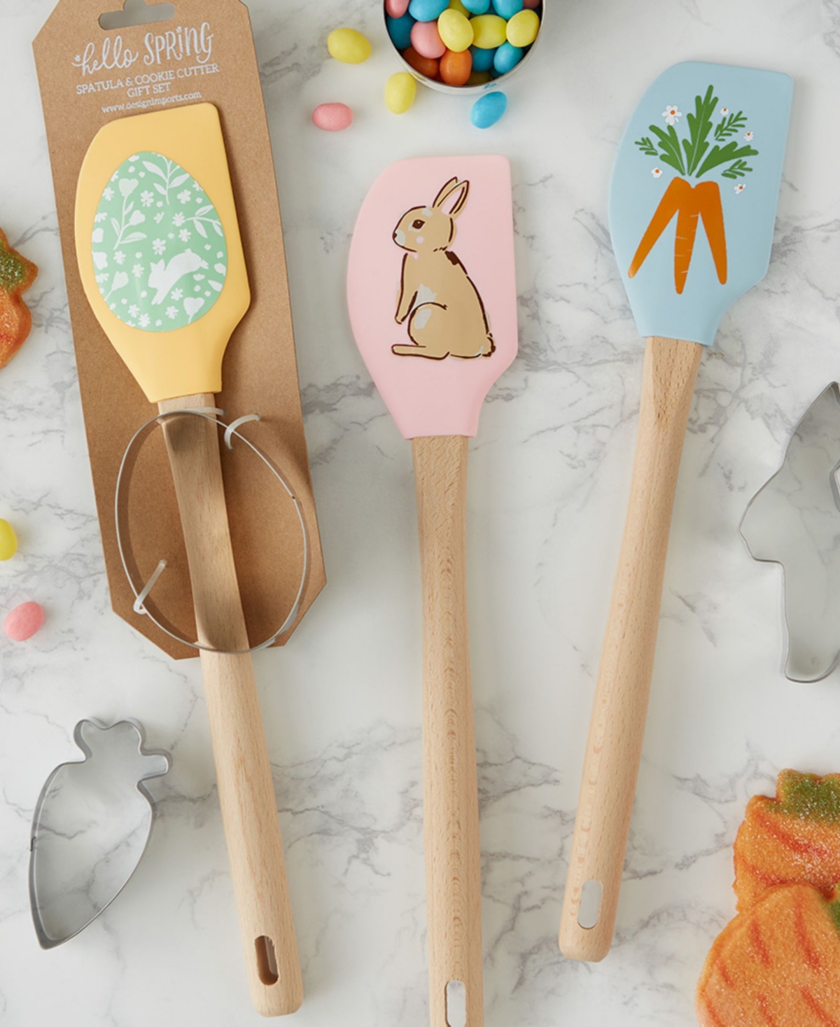 Design Imports Hop Into Spring Spatula 3-piece Cookie Cutter Gift Set In Multi