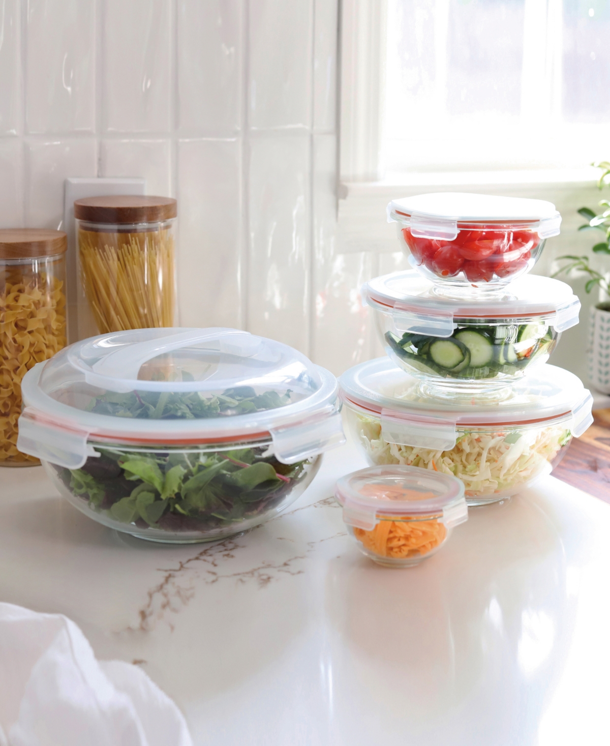 Sedona Kitchen 10-piece Nesting Glass Bowl Set In Orange