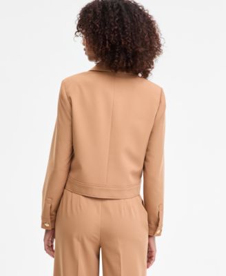 Women's Cropped Button-Front Jacket, Regular & Petites