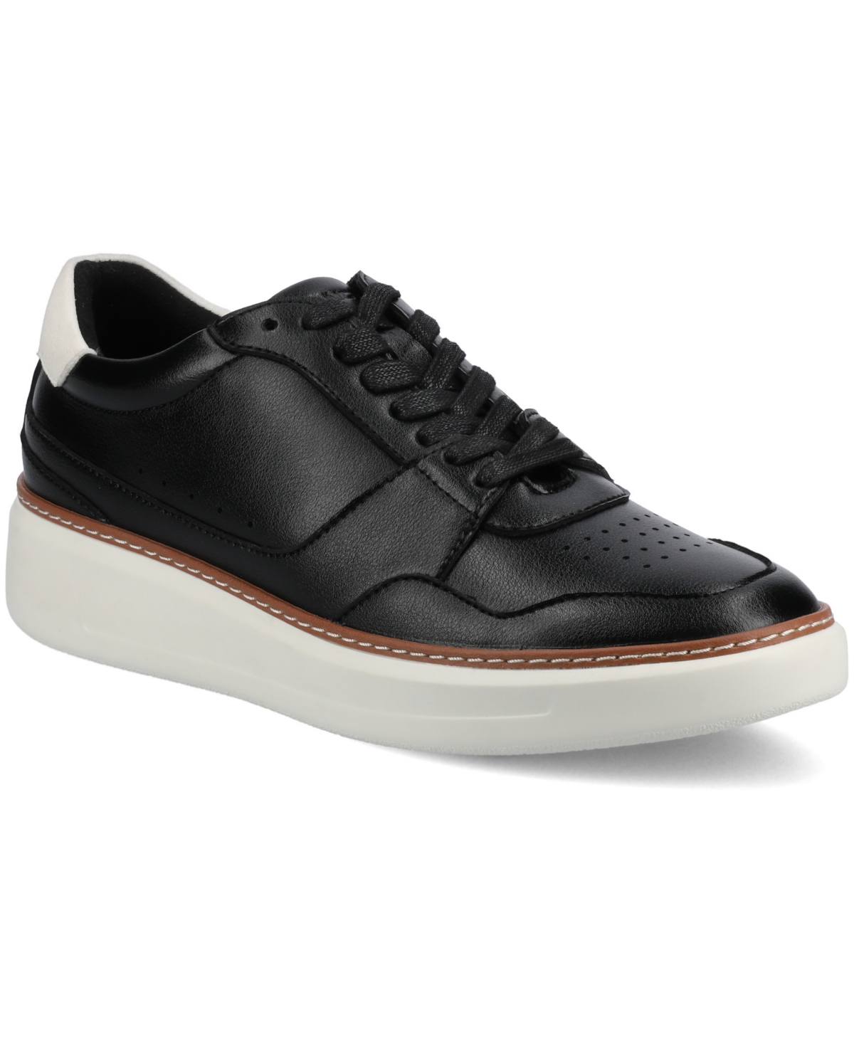 Men's Hustle Comfort Perforated Low Top Flexible Court Sneakers - Navy