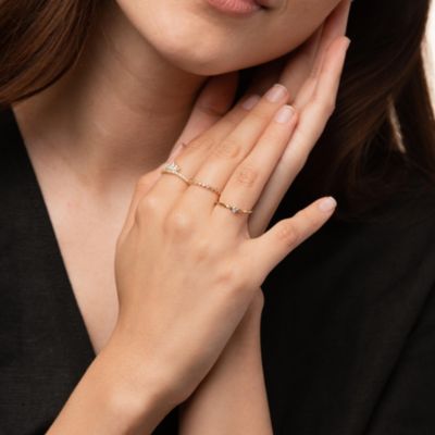 Thin Crystal Band Ring, Minimalist, Dainty, Stackable