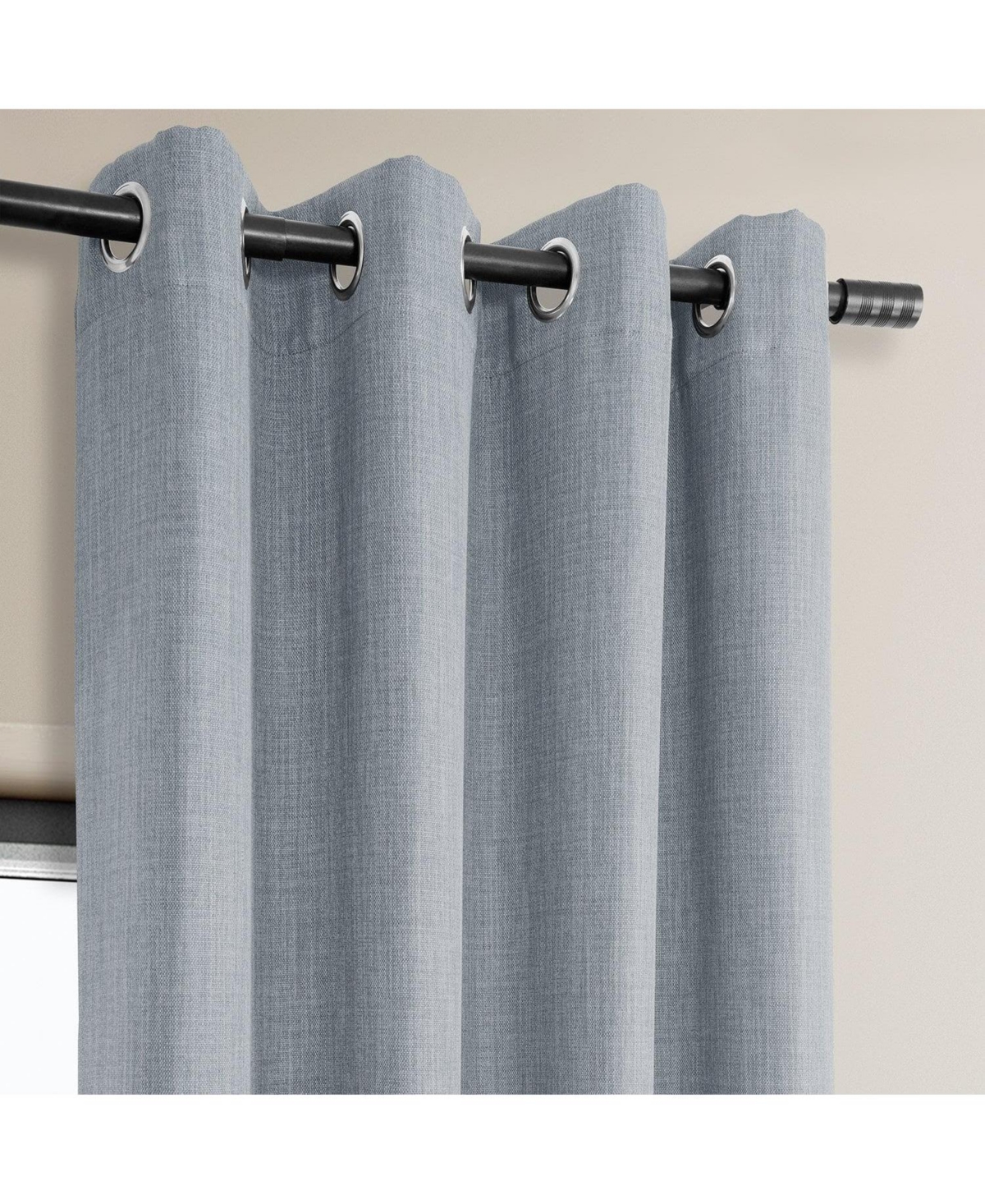 Half Price Drapes Grommet Textured Faux Linen Room Darkening Curtain In Gray