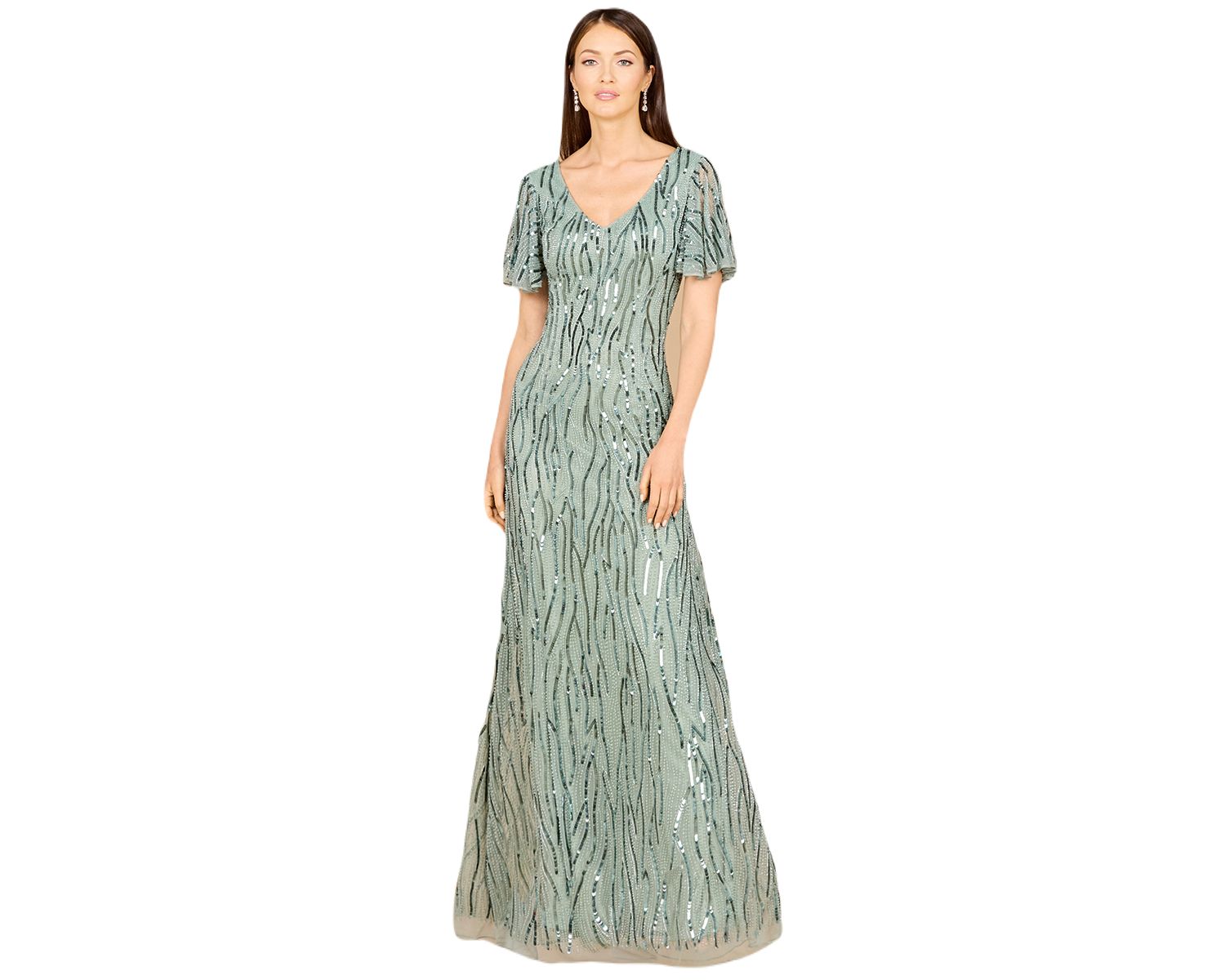Women's Beaded Gown With Cape Sleeves