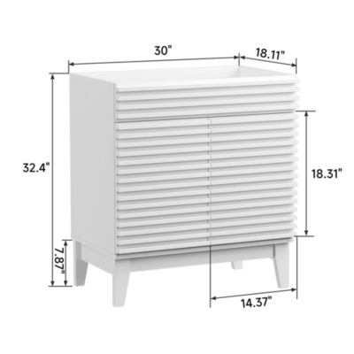 Particleboard Bathroom Cabinet Vanity with Storage and Wood Grain Laminate (Sink Basin Not Included)