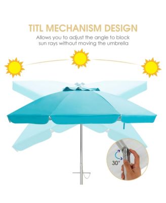 6.5Ft Beach Umbrella w/ Tilt Mechanism Sand Anchor Carrying Bag