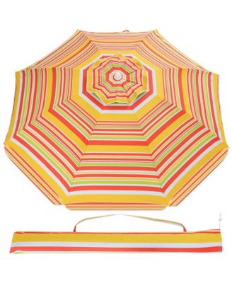 6.5Ft Beach Umbrella w/ Tilt Mechanism Sand Anchor Carrying Bag