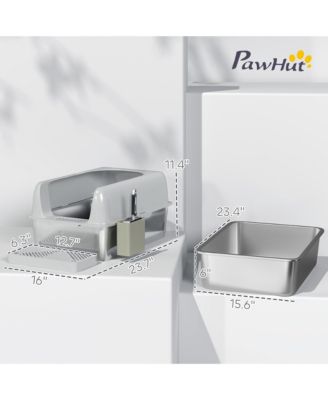 2 Pack Stainless Steel Litter Box with Metal Scoop & Scoop Holder