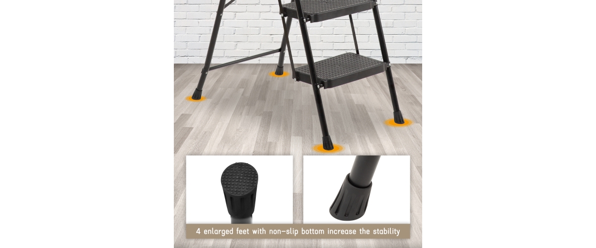 3 Step Ladder Folding Step Stool for Adults with Wide Anti-Slip Pedal, Aluminium Lightweight Foldable Step Ladders