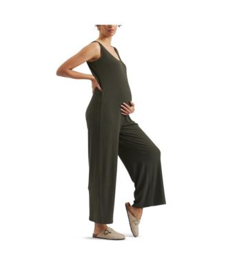 Maternity Bobby Ribbed Khaki Jumpsuit Comfortable and Stylish One-Piece Outfit