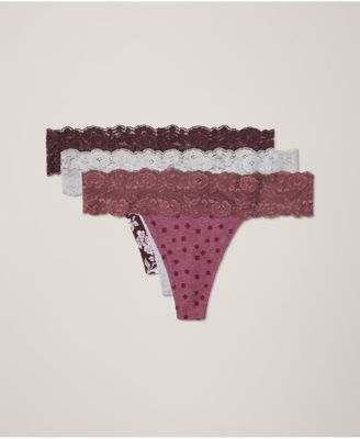 Women's Lace Waist Thong 3-Pack