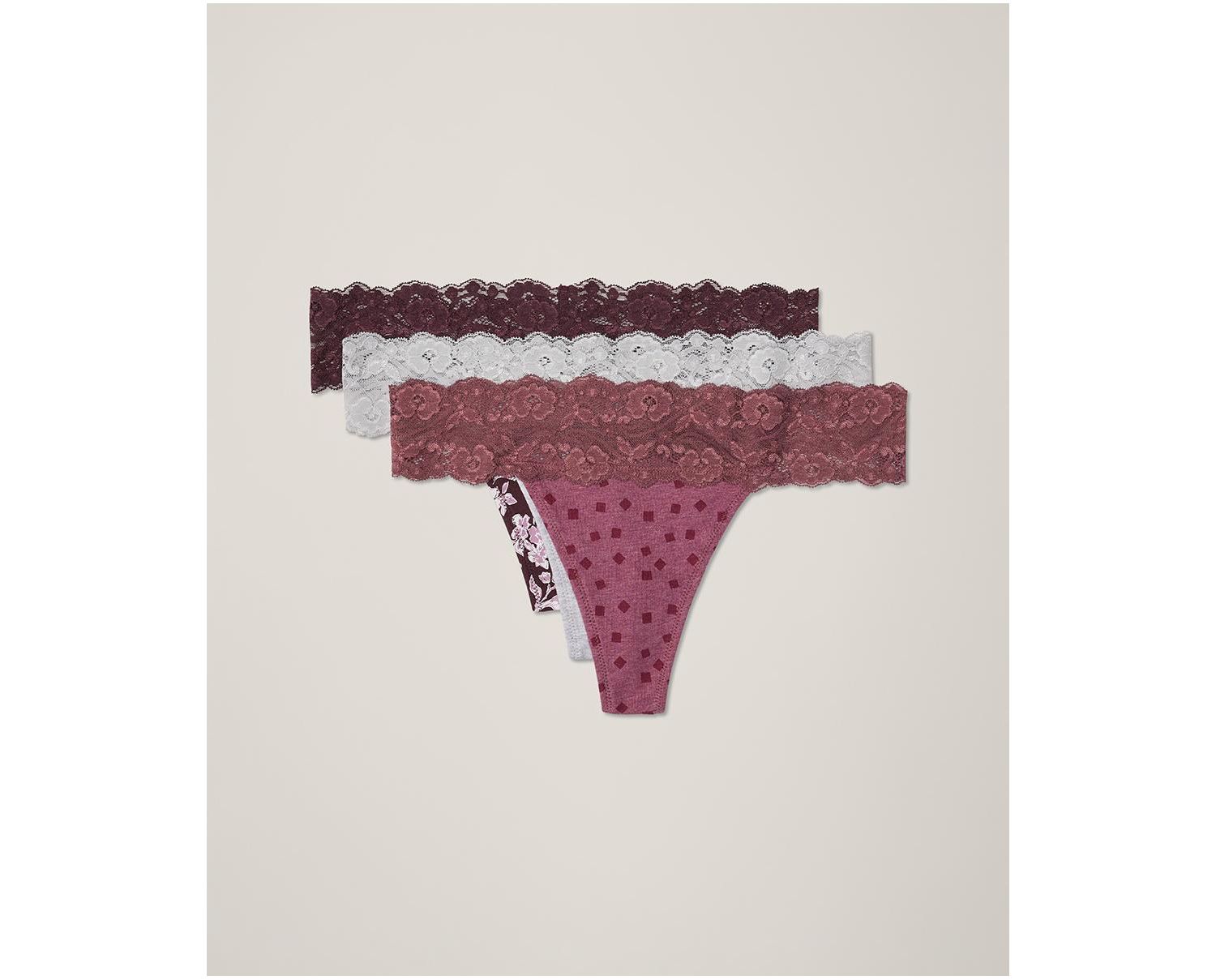 Women's Lace Waist Thong 3-Pack