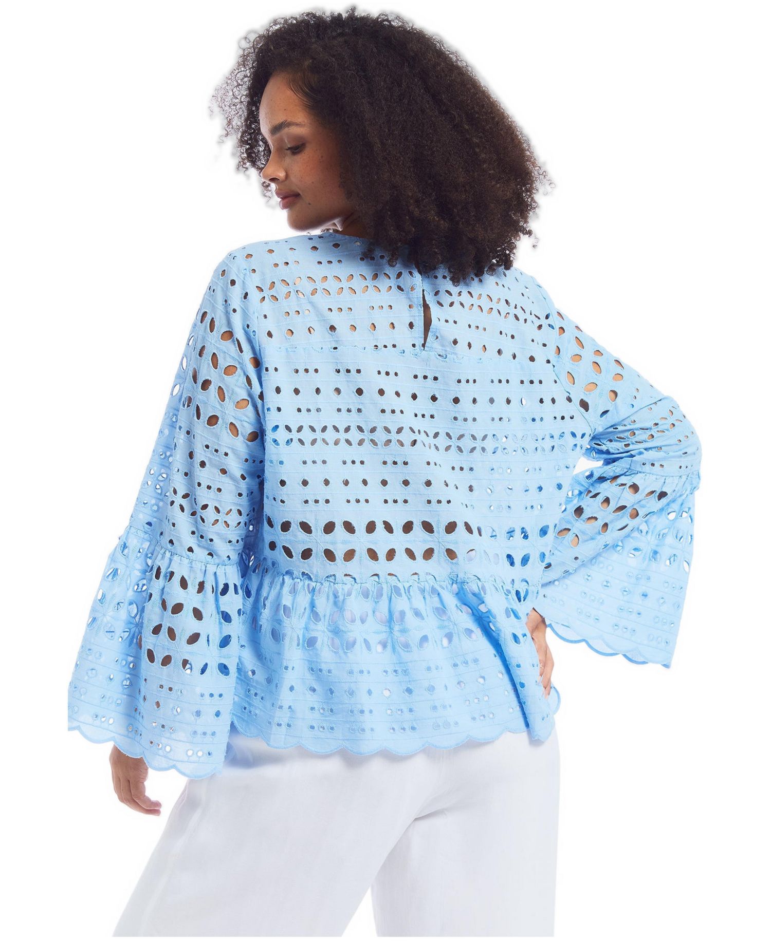 Women's June and Vie Eyelet Flounce Peplum Top