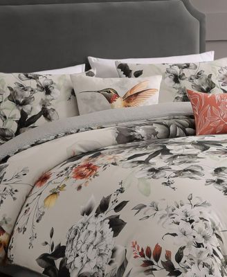 Vintage Bloom Bedding 100% Cotton Sateen 5 Piece Queen Size Reversible Comforter Set