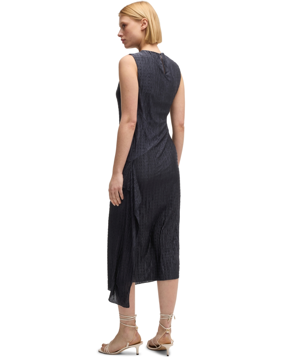 Hugo Boss Boss By  Women's Layered Effect Plisse Dress In Dark Blue