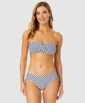 Womens Neo Geo Twist Front Bandeau Bikini Top Side Tie Bikini Bottoms