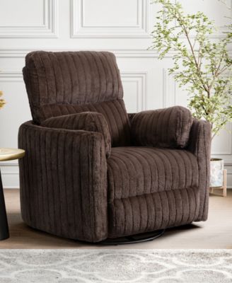 41" Jorvien Modern Chenille Power Swivel Glider Recliner with Pillows