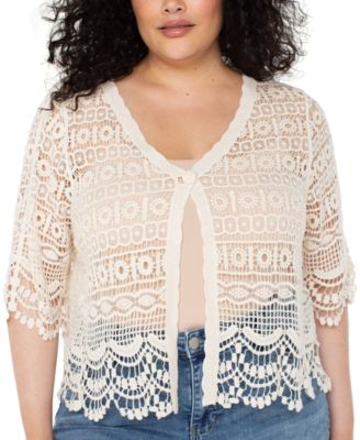 Plus Size Crochet Lace Bolero 