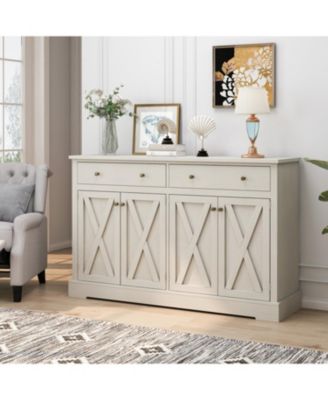 Vintage White Sideboard with Drawers and Doors for Storage