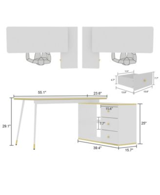 L-Shaped 70.9 in. W Adjustable Height Desk Ergonomic Stand-up Desk White Home Office Sit with Memory Preset Controller