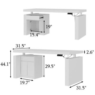 L-Shaped 70.9 in. W Adjustable Height Desk Ergonomic Stand-up Desk White Home Office Sit with Memory Preset Controller