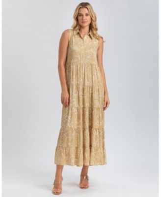 Maternity Sleeveless Shirt Collar Maxi Clara Dress