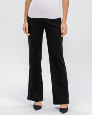 Maternity Linen Mix Textured Elastic Waist Flared Robert Trousers