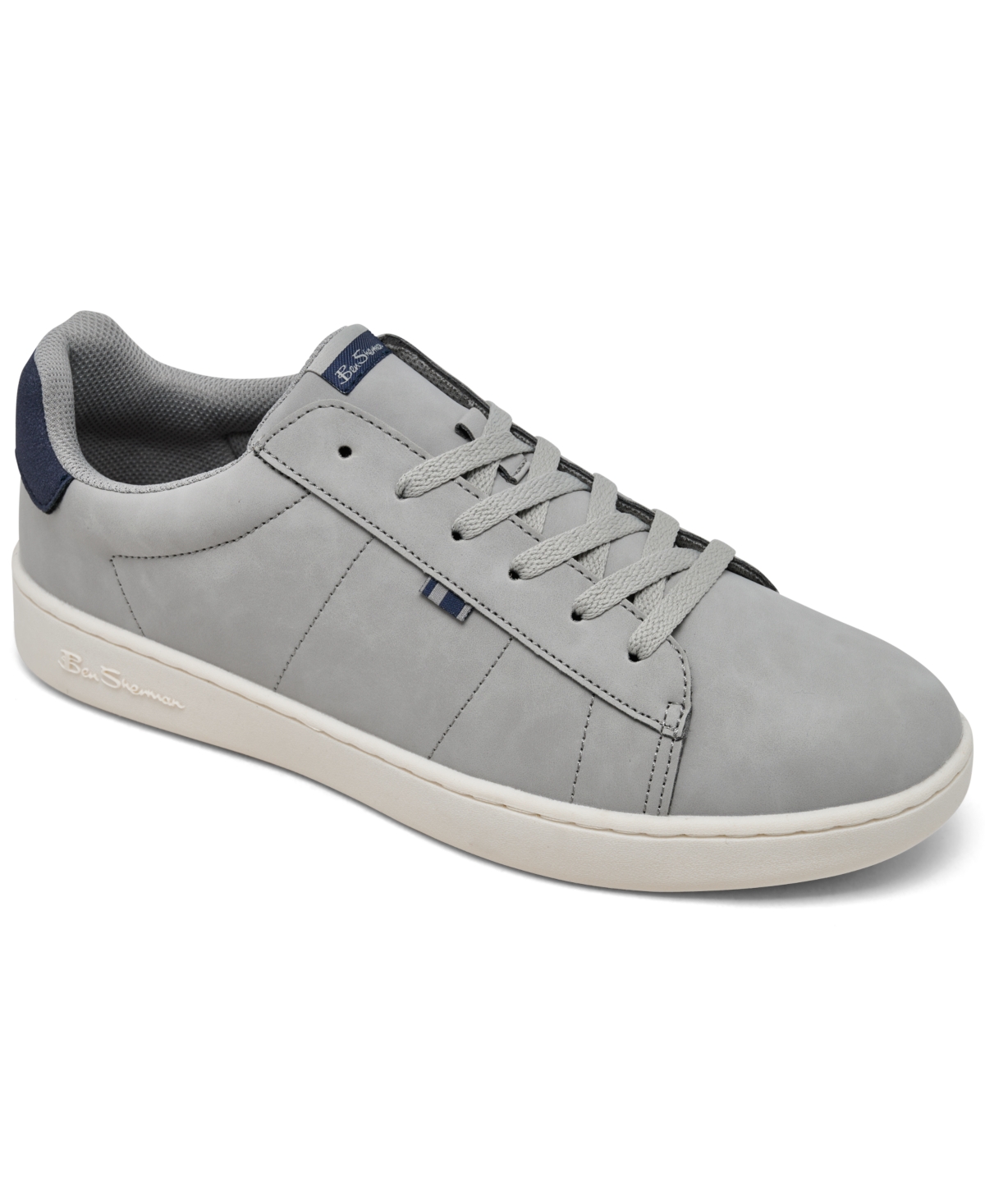 Men's Hampton Low Court Casual Sneakers from Finish Line - Alloy, White, Navy