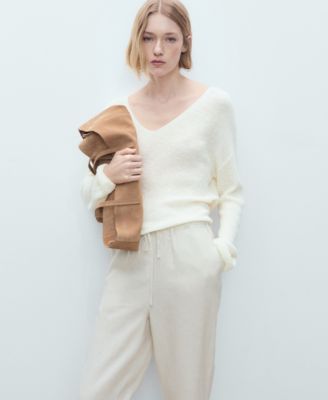 Women's Straight Cropped Linen Trousers Pants