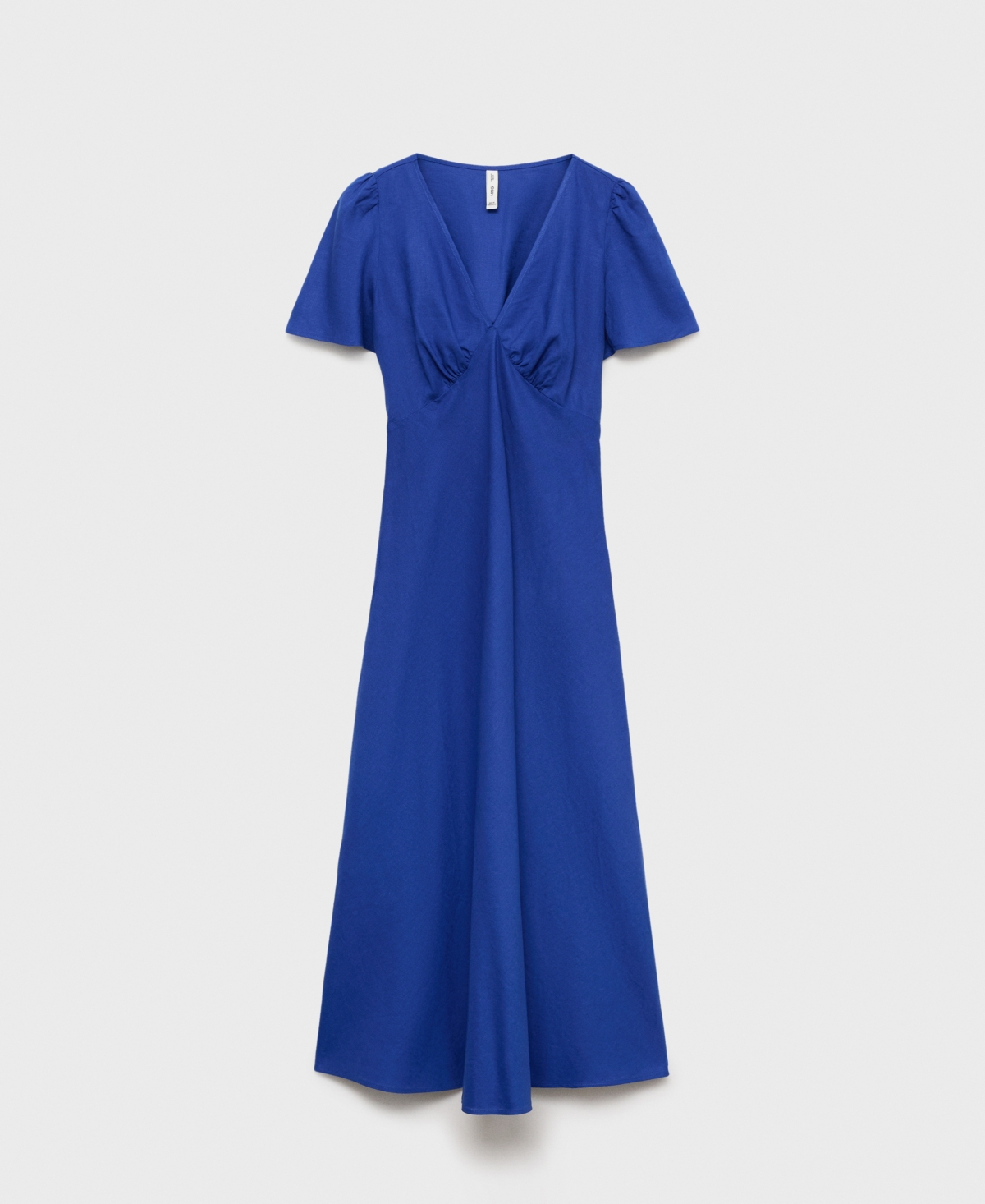 Mango Floral Linen-blend Dress Blue In Blue