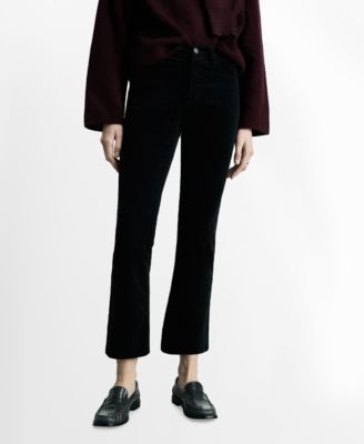 MANGO - Women's Sienna Flared Cropped Corduroy Jeans