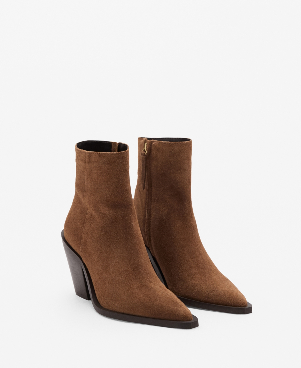 Shop Mango Women's Heel Suede Ankle Boots In Brown