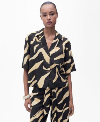 MANGO - Women's Printed Short-Sleeved Shirt