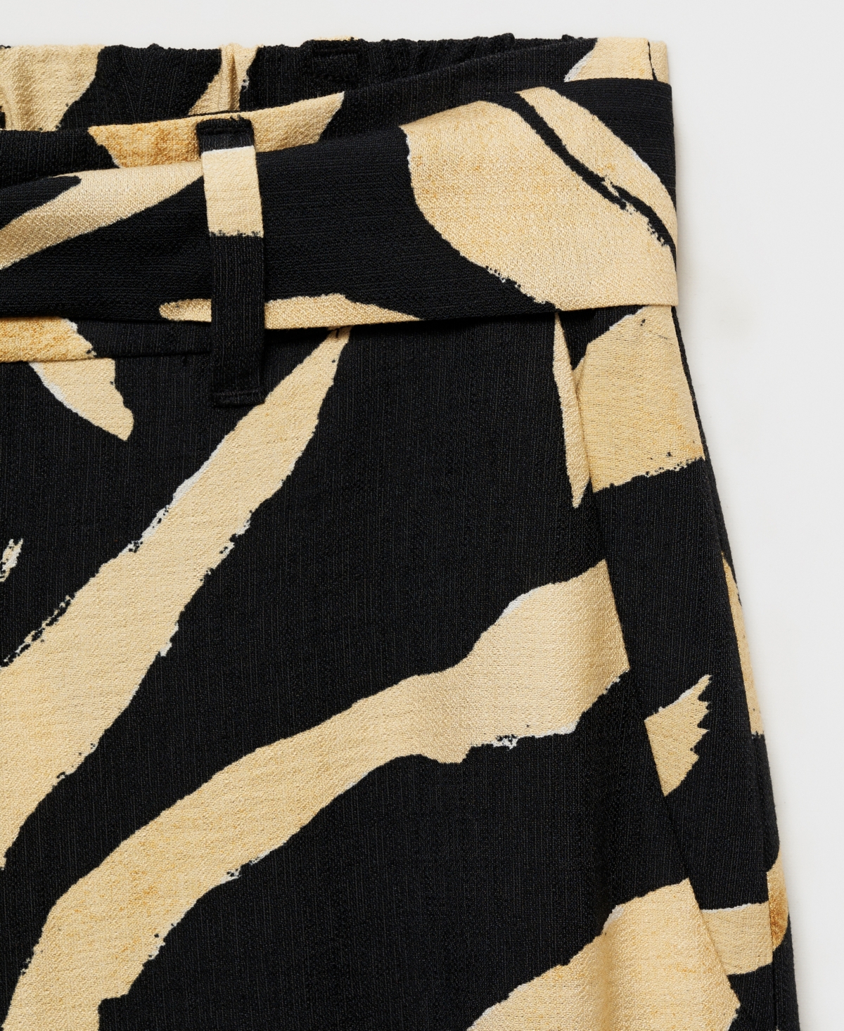 Shop Mango Women's Belted Printed Straight Trousers Pants In Black