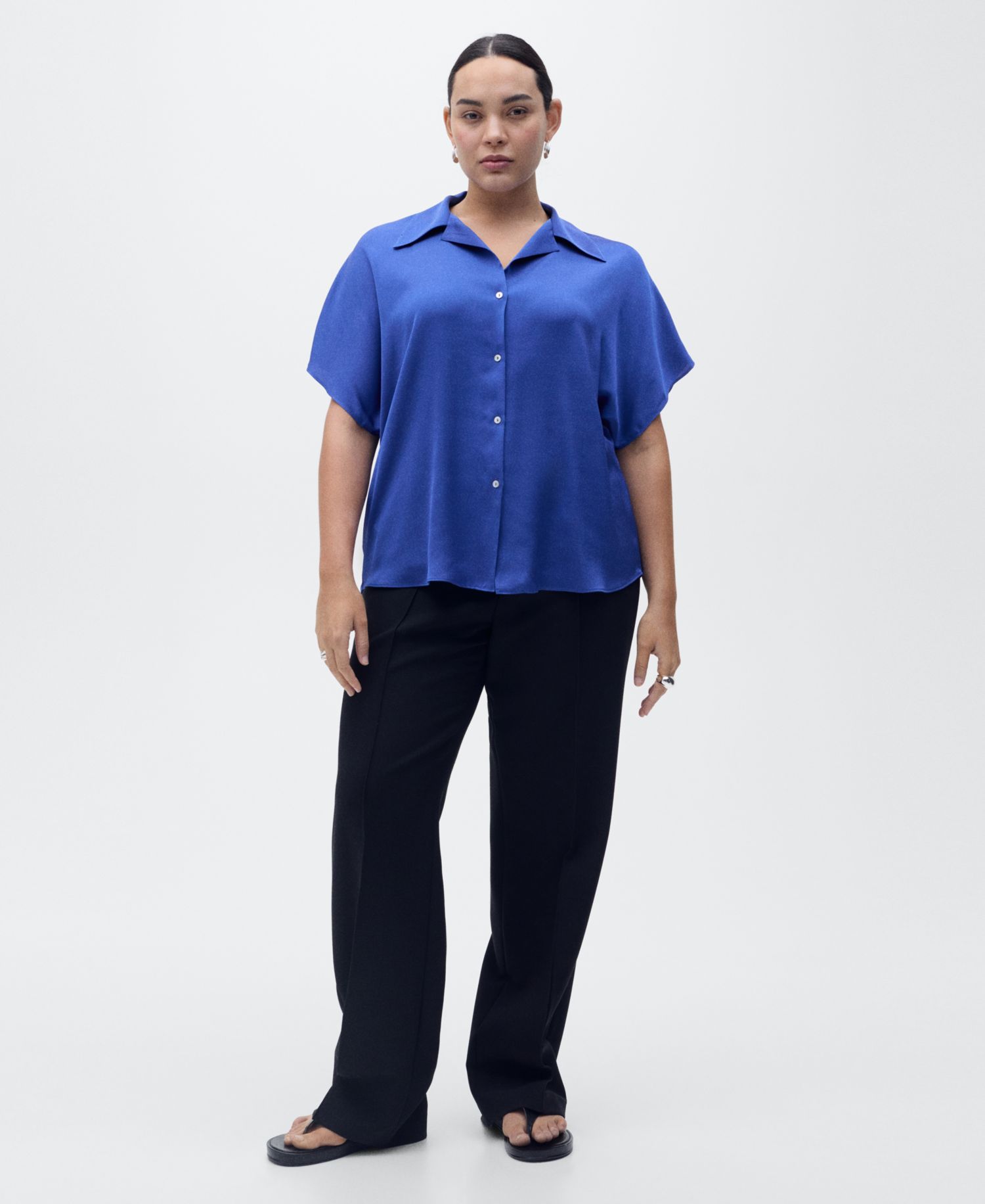 Women's Short-Sleeved Satin Shirt