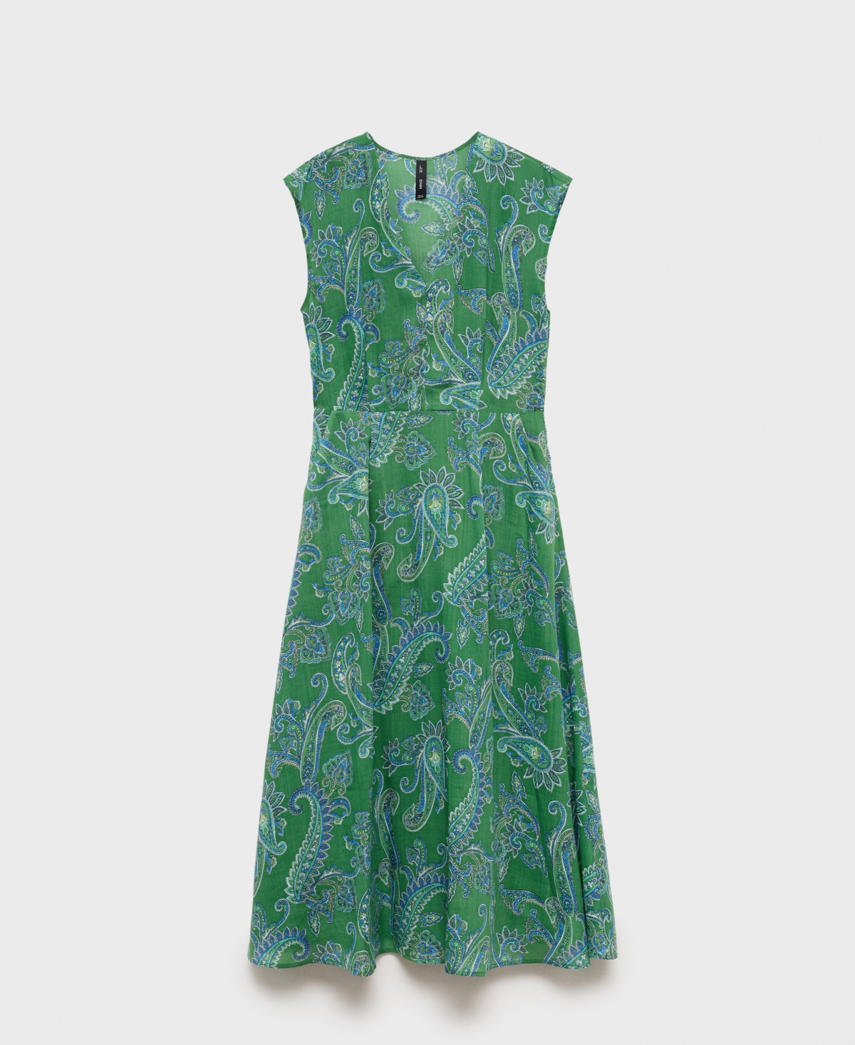 Mango Paisley Print Midi Dress In Green
