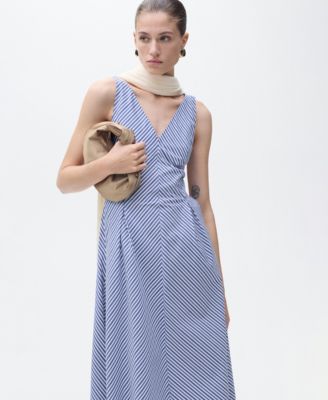 Women's Striped Flared Midi Dress