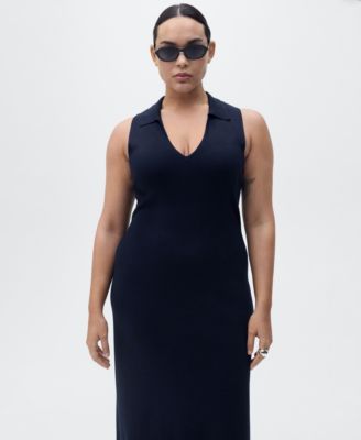 Women's Lapel Knitted Midi Dress