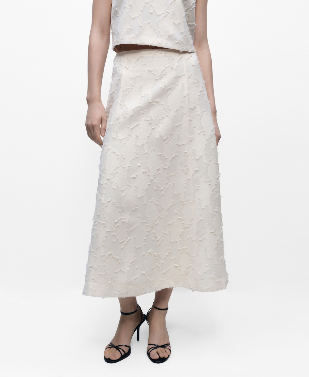 Women's Textured Flared Skirt - Off White