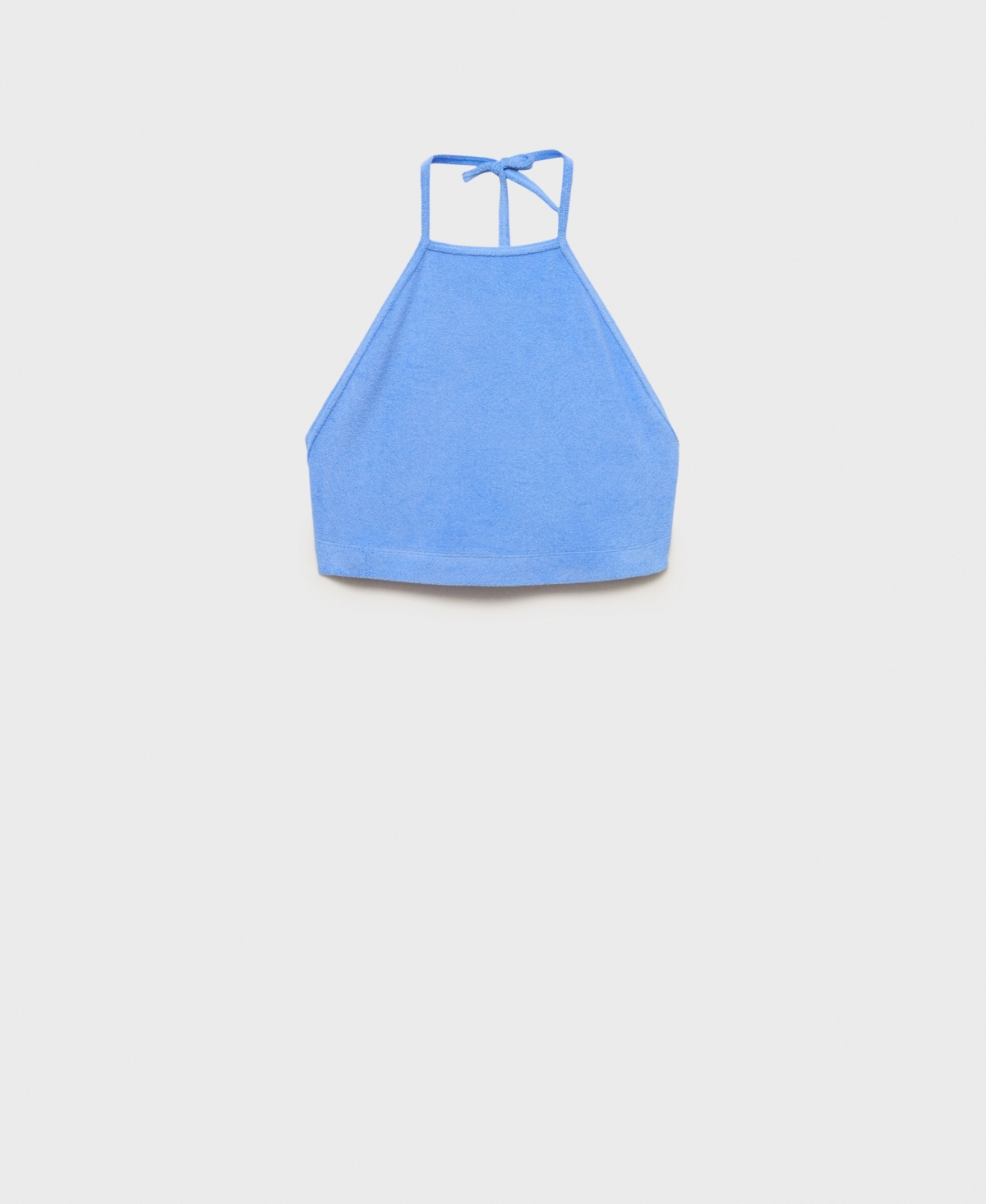 Mango Cotton Terry Crop Halter Top In Blue