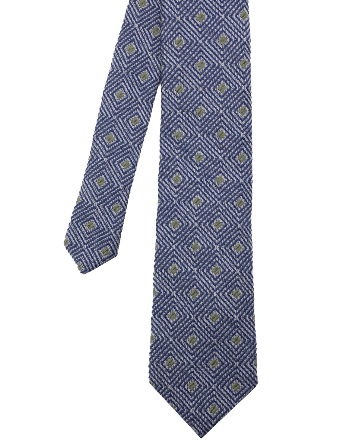 Men's Geometric Silk Tie - Grey Navy