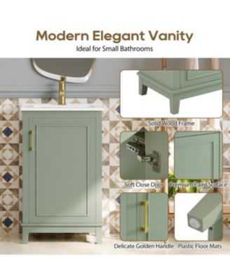  20 Inch Modern Small Bathroom Vanity Cabinet With Ceramic Basin- 2014.533.3 Inches,Ample Storage,1 Soft Close Door