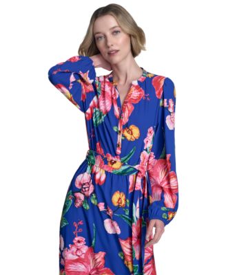 Women's Button-Front Belted Maxi Dress