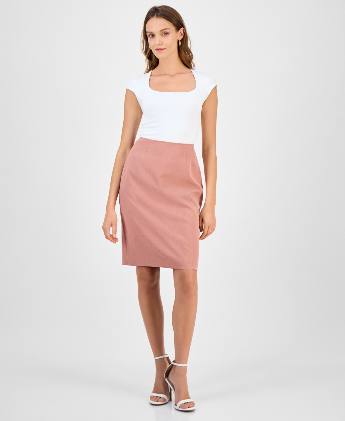 Women's Stretch-Crepe Slim Pencil Skirt - Tearose